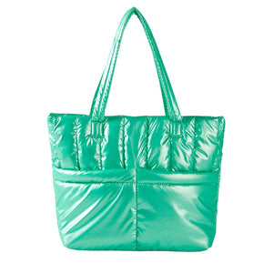 Green Solid Puffer Tote Shoulder Bag, is an impressive combination of fashion and practicality. Made of durable material, this shoulder bag offers superior protection from impacts with its padded construction, and also features a shoulder strap for added convenience. Give one of these bags as a gift to your favorite ones.