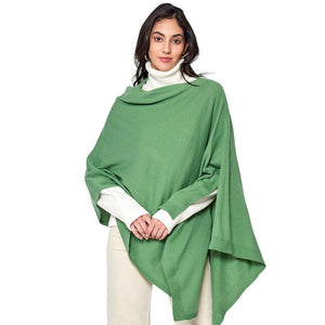 Green Solid Scarf Poncho, with the latest trend in ladies' outfit cover-up! The high-quality poncho is soft, comfortable, and warm but lightweight. It's perfect for your daily, casual, party, evening, vacation, and other special events outfits. A fantastic gift for your friends or family.