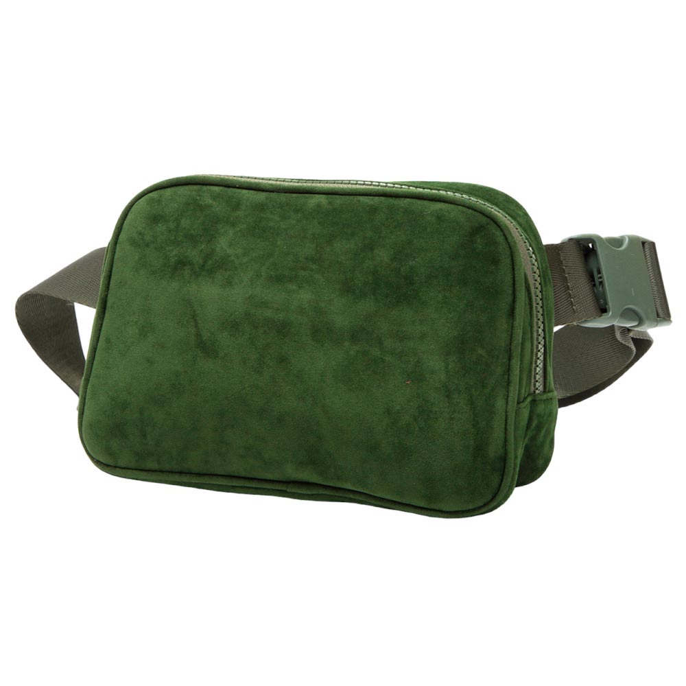 Green Solid Sling Bag Fanny Pack Velvet Belt Bag, is the perfect accessory for any occasion. Featuring a high-quality velvet material construction, this bag is lightweight and durable, making it a great choice for everyday wear. Ideal gift for young adults, traveler friends, family members, co-workers, or yourself.