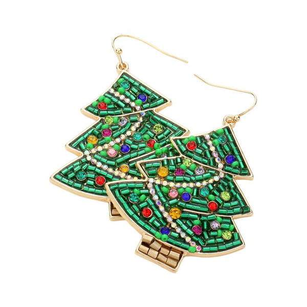 Green Stone Bead Embellished Christmas Tree Dangle Earrings, are beautifully designed with a Christmas theme that will make a glowing touch on everyone. These beautiful earrings are the ultimate representation of your beauty. These are the perfect gift for Christmas, especially for your friends, family, and your love.