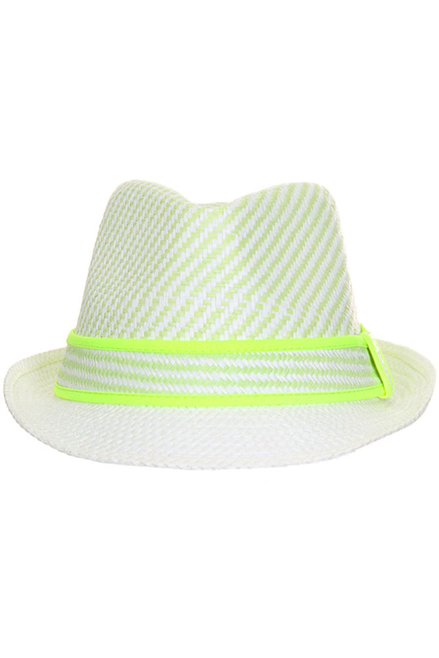 Green Striped fedora hat showcases meticulous attention to detail with its precisely aligned pattern work. The medium-weight construction provides year-round versatility while maintaining structural integrity. Featuring a traditional C-crown shape with front pinch, the hat's proportional brim offers effective sun protection without overwhelming facial features. The interior is finished with a moisture-resistant sweatband and proper crown taping to ensure longevity and consistent fit throughout extended