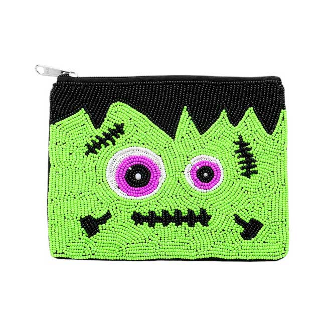 Green-Halloween Frankenstein Seed Beaded Mini Pouch Bag is a must-have for any festive occasion. Its eye-catching design features intricate seed bead work, depicting the iconic Frankenstein character. Perfect for storing small items, this mini pouch bag will add a touch of spookiness to your outfit.