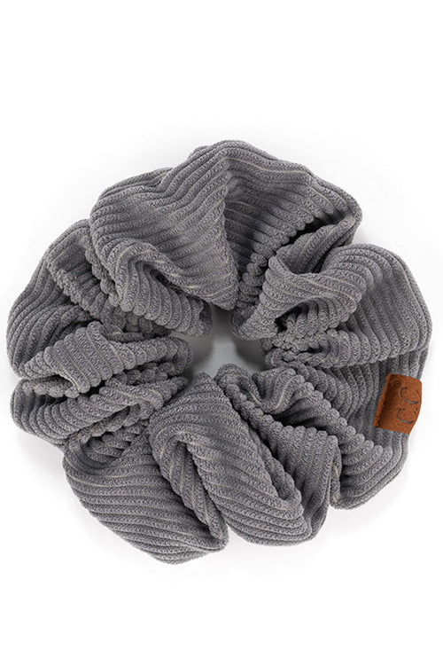 C.C Corduroy Solid Color Soft Scrunchies - Grey