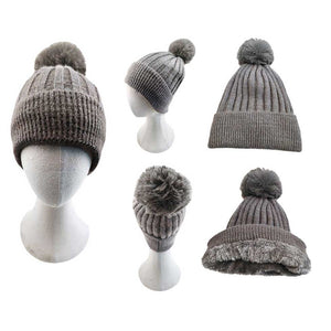 Grey Fleece Lining Pom Pom Beanie Hat, is perfect for chilly days. This stylish hat is sure to keep you warm and comfortable during the cold. Whether you're headed out for a walk or just spending time outdoors, this fashionable beanie is a great accessory. A perfect gift choice for your close people in the winter season. 