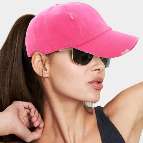 Vintage Ponytail Baseball Cap - Neon, Pink