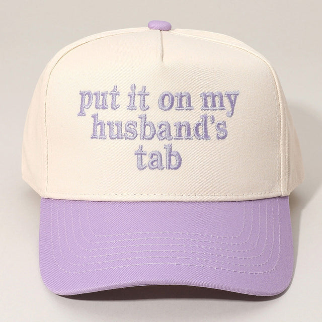 Madeline Love Purple PUT IT ON MY HUSBANDS TAB Message Embroidered Baseball Cap - Hats