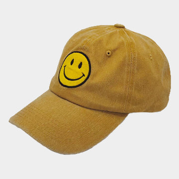 Madeline Love Mustard Smile Face Patch Vintage Baseball Cap - Hats