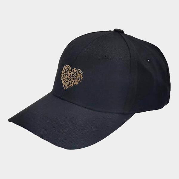 Leopard Patterned Heart Baseball Cap