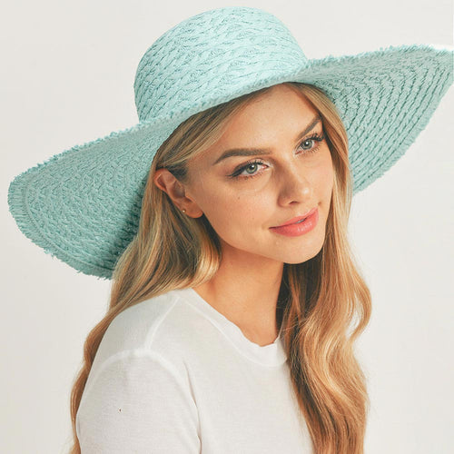 Trim Detailed Solid Straw Sun Hat - Mint