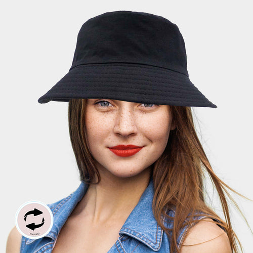 Reversible Solid Bucket Hat - Black