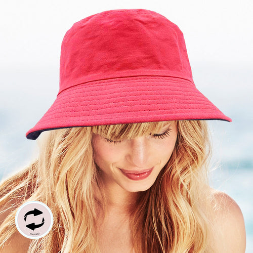 Reversible Solid Bucket Hat - Red