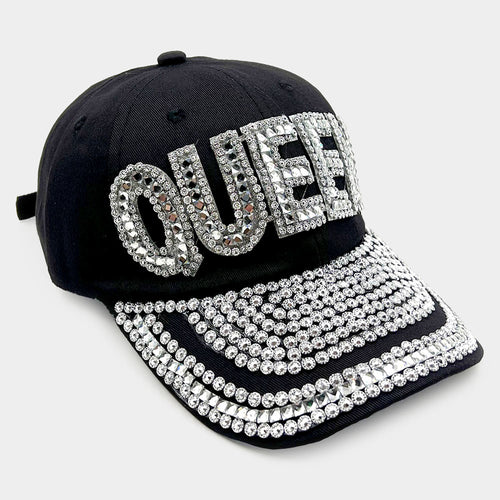 Queen Message Bling Baseball Cap - Black, Silver