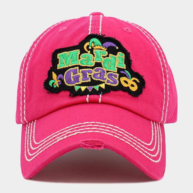 Pink Mardi Gras Message Vintage Baseball Cap