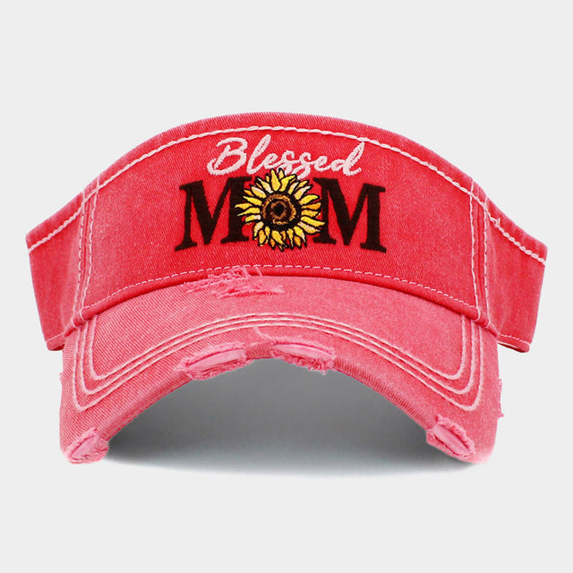 Madeline Love Pink Blessed Mom Sunflower Vintage Visor Hat - Hats