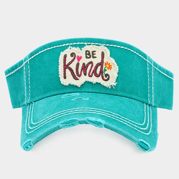 Madeline Love Turquoise Be Kind Vintage Visor Hat - Hats