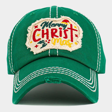 Madeline Love Green Merry CHRISTMas Message Accented Vintage Baseball Cap - Hats