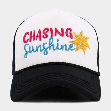 Madeline Love Black, White CHASING SUNSHINE Mesh Back Trucker Hat - Hats