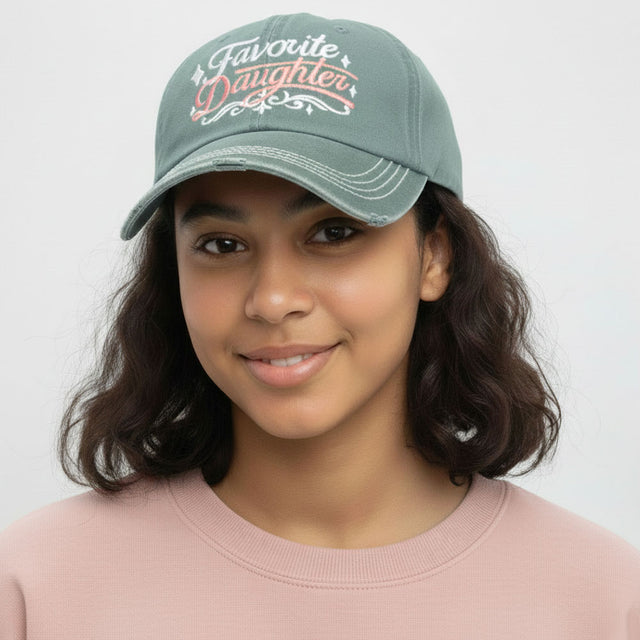 Madeline Love Green FAVORITE DAUGHTER Embroidered Vintage Baseball Cap - Hats