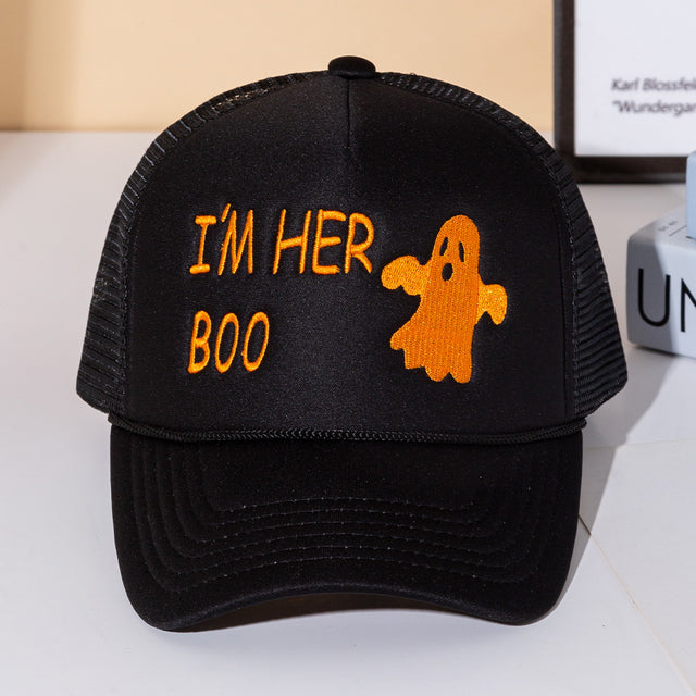 Madeline Love Black IM HER BOO Embroidered Mesh Back Trucker Cap - Hats