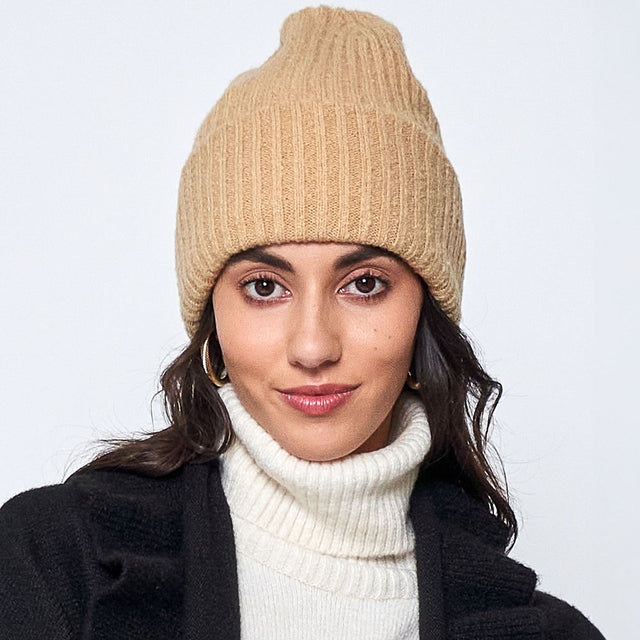 Mustard Solid Knitted Beanie Hat