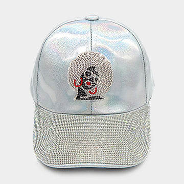 Madeline Love Silver Bling Afro Girl Accented Baseball Cap - Hats