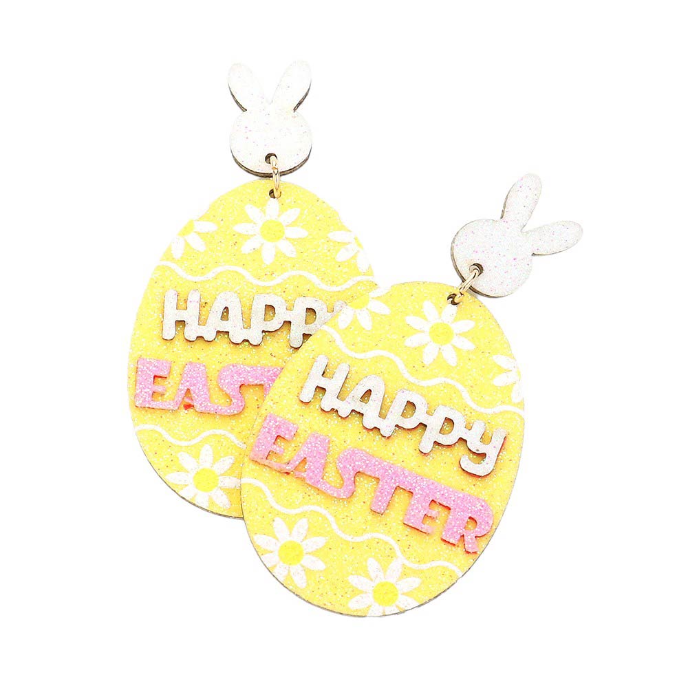 HAPPY EASTER Message Easter Bunny Egg Dangle Earrings, These charming earrings feature adorable Easter bunny and egg dangles. Crafted with high-quality materials, they make a delightful addition to any Easter outfit. With their playful, elegant design, they will bring a touch of whimsy to your holiday celebration.