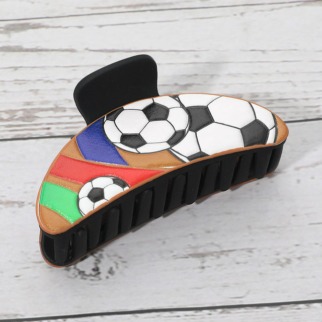 Madeline Love Black, Multi Soccer Theme Hair Claw Clip - Sports & Events
