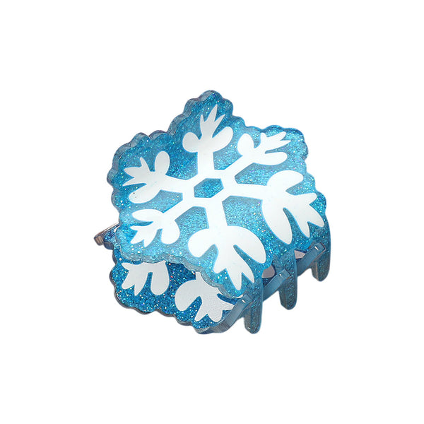 Blue White Snowflake Hair Claw Clip