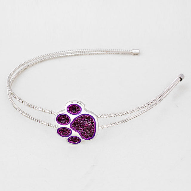 Madeline Love Purple , Silver Crystal Pave Paw Headband - Hair Accessories