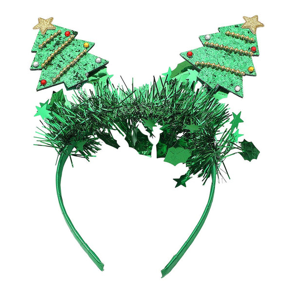 Green Festive Double Christmas Tree Accent Headband