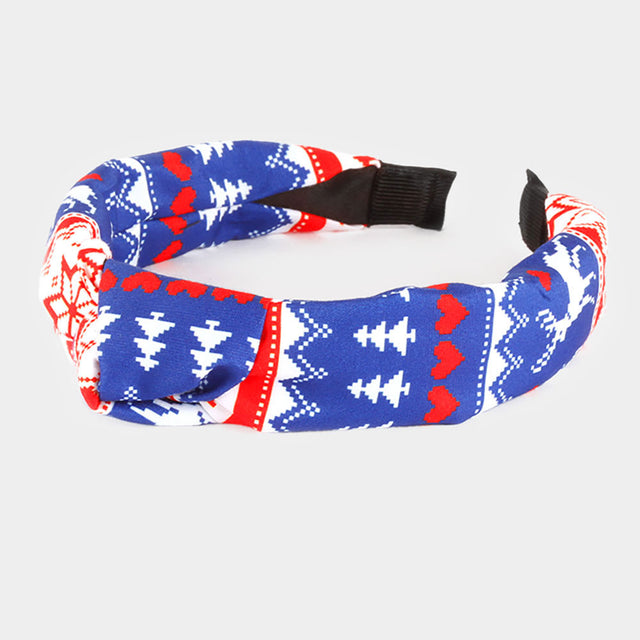 Madeline Love Blue Rudolph Christmas Tree Burnout Knot Headband - Hair Accessories
