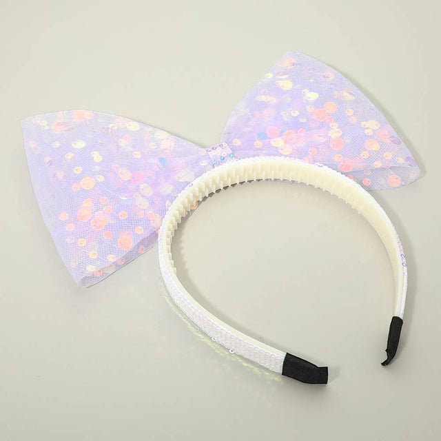 Madeline Love Lavender Oversized Sequin Bow Accent Headband - Hair Accessories