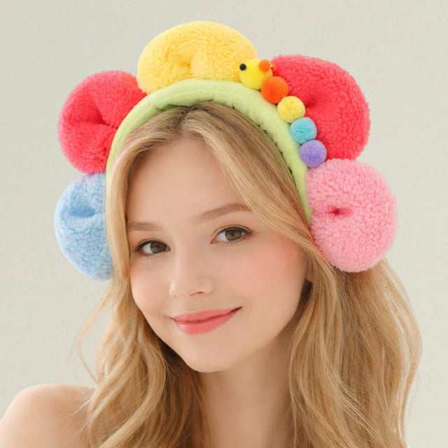 Madeline Love Multi Plush Floral Caterpillar Pom Headband - Hair Accessories