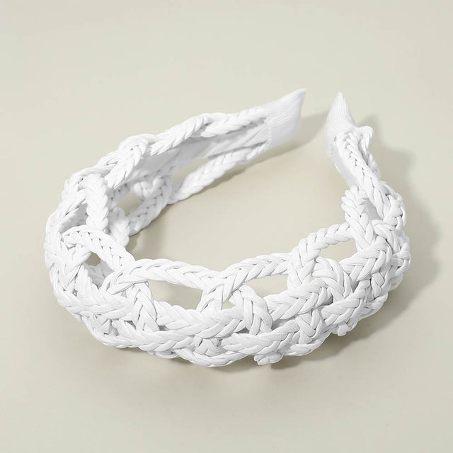 Madeline Love White Wide Intricate Braided Wide Headband - Hair Accessories