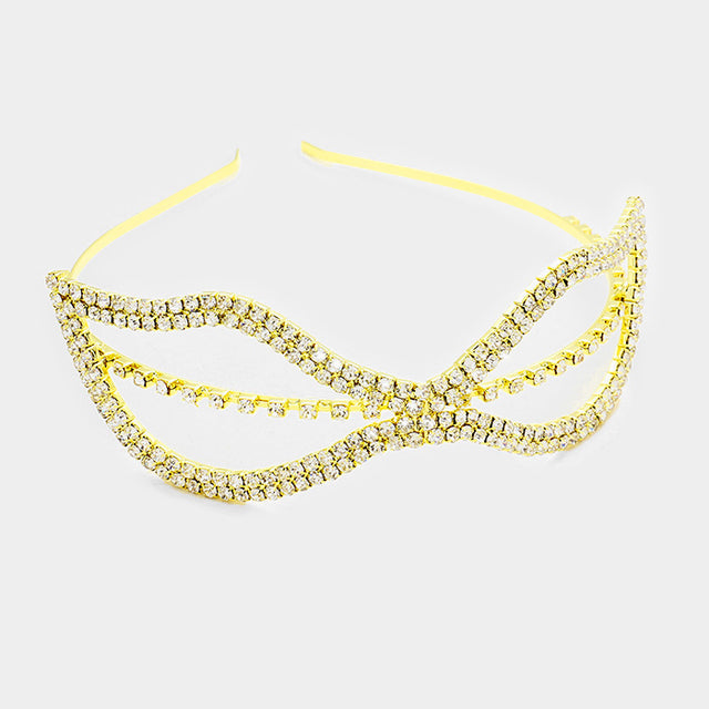 Madeline Love Gold, Clear Crystal rhinestone bow headband - Hair Accessories