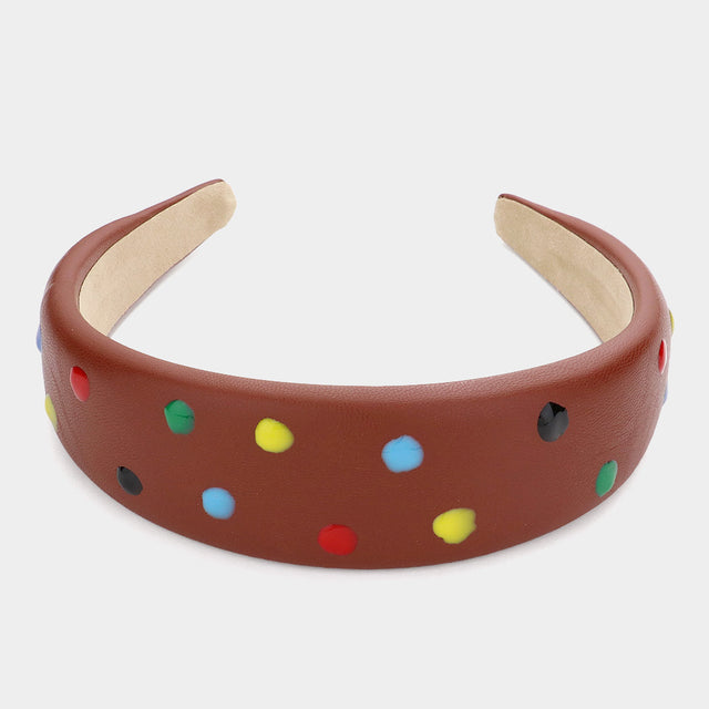 Madeline Love Brown Colorful Polka Dot Headband - Hair Accessories
