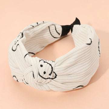 Madeline Love Ivory Smile Face Pattern Knot Headband - Hair Accessories