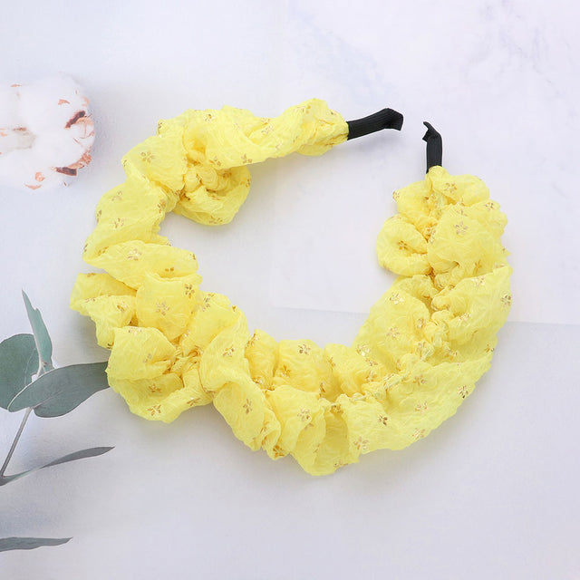 Madeline Love Yellow Tiny Flower Pattern Printed Scrunchie Headband - Hair Accessories