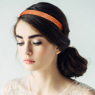 Madeline Love Orange 4-Row Bling Square Stone Stretch Headband - Hair Accessories