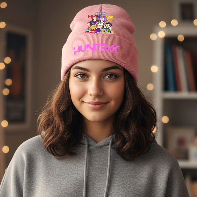 Madeline Love Pink KPOP Demon Hunters HUNTRIX Graphic Winter Beanie Hat - Hats