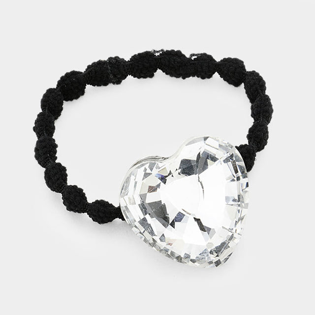 Madeline Love Clear Crystal Heart Accented Stretch  Hair Band - Hair Accessories