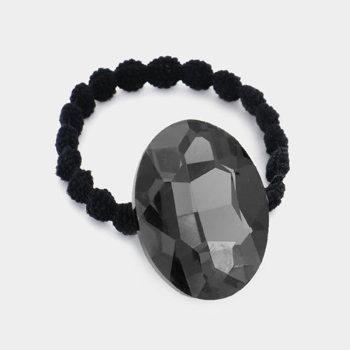 Crystal Oval Accented Stretch Hairband - Pink