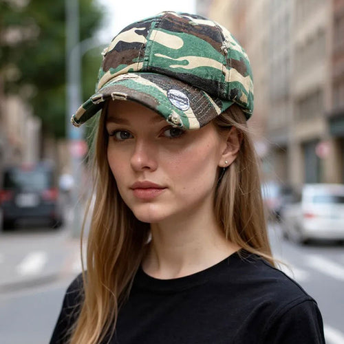 Camouflage Printed Vintage Baseball Cap - Camouflage