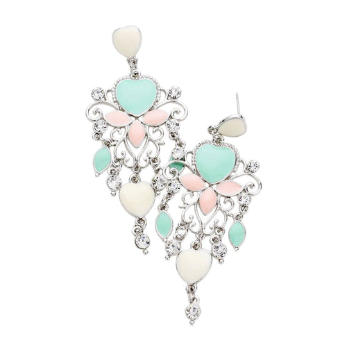 Heart Chandelier Earrings - Multi