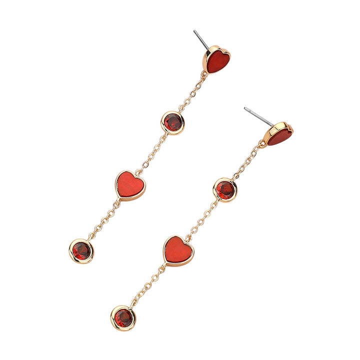 Heart Stone Bezel Link Dropdown Dangle Earrings are expertly crafted with a heart-shaped stone and a link design, creating a beautiful and sophisticated look. The dangle feature adds a touch of movement and elegance. Perfect for any occasion, these earrings are a must-have for any jewelry collection. 