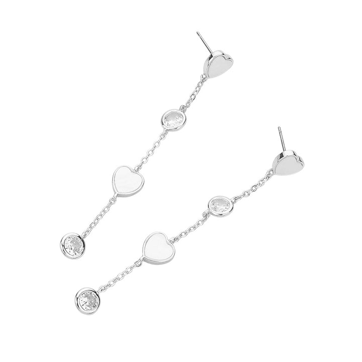 Heart Stone Bezel Link Dropdown Dangle Earrings are expertly crafted with a heart-shaped stone and a link design, creating a beautiful and sophisticated look. The dangle feature adds a touch of movement and elegance. Perfect for any occasion, these earrings are a must-have for any jewelry collection. 