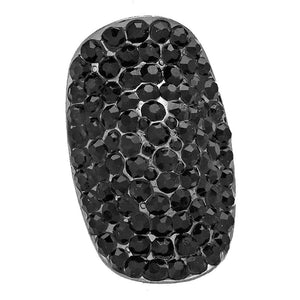 Hematite Black This Crystal Rhinestone Pave Stretch Cocktail Ring is the perfect accessory for any outfit and it will add a touch of luxury to your look. It features a stretchable band for added comfort.  An exquisite gift for your wife, sister, girlfriend, mom, and friends. Perfect for adding a touch of glam to any outfit. 