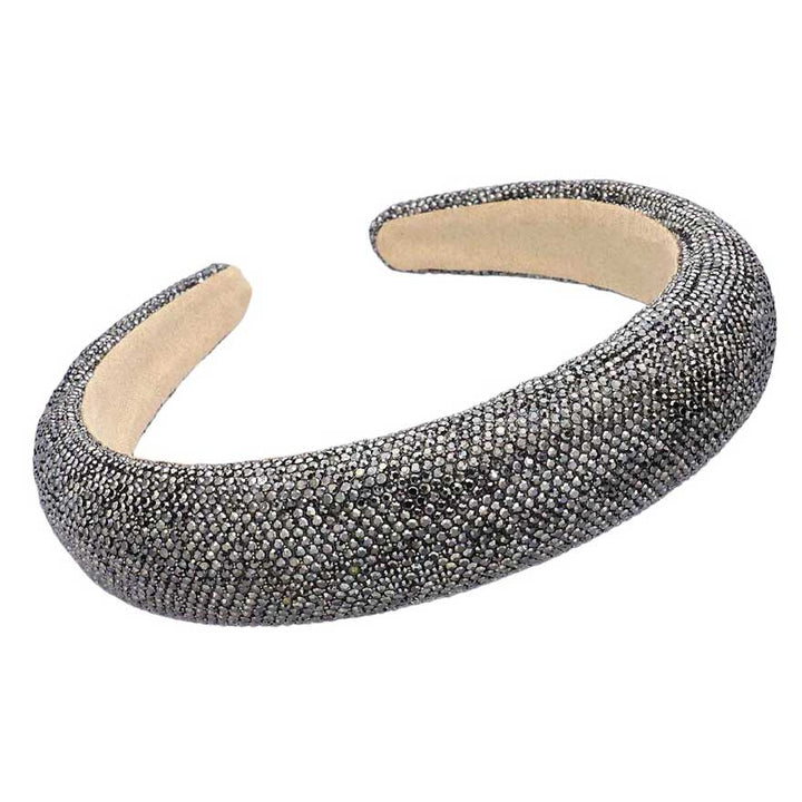 Hematite Bling Padded Headband, Indulge in luxury with our special headband. Featuring a beautiful and glamorous design, this headband is adorned with dazzling bling for a touch of elegance. The padded construction ensures comfort during wear, perfect for adding a touch of sophistication to any outfit.