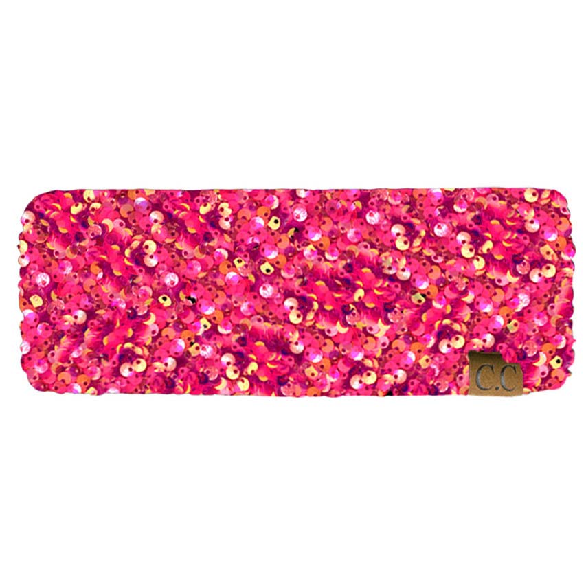 Hot Pink C.C Sequin Headwrap, Look no further than this for a sophisticated, glitzy style. Featuring a sparkling sequin design and stretchy material, this headwrap is comfortable and fashion-forward. Perfect for wearing on any occasion, it will make you different from the crowd. Perfect winter gift idea for fashion-loving ones.