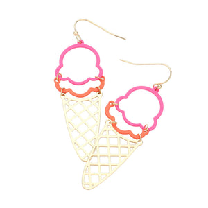 Hot Pink Ice Cream Dangle Earrings, ice cream dangle earrings are fun handcrafted jewelry that fits your lifestyle, adding a pop of pretty color. Enhance your attire with these vibrant artisanal earrings to show off your fun trendsetting style. Great gift idea for your Wife, Mom, or your Loving One.
